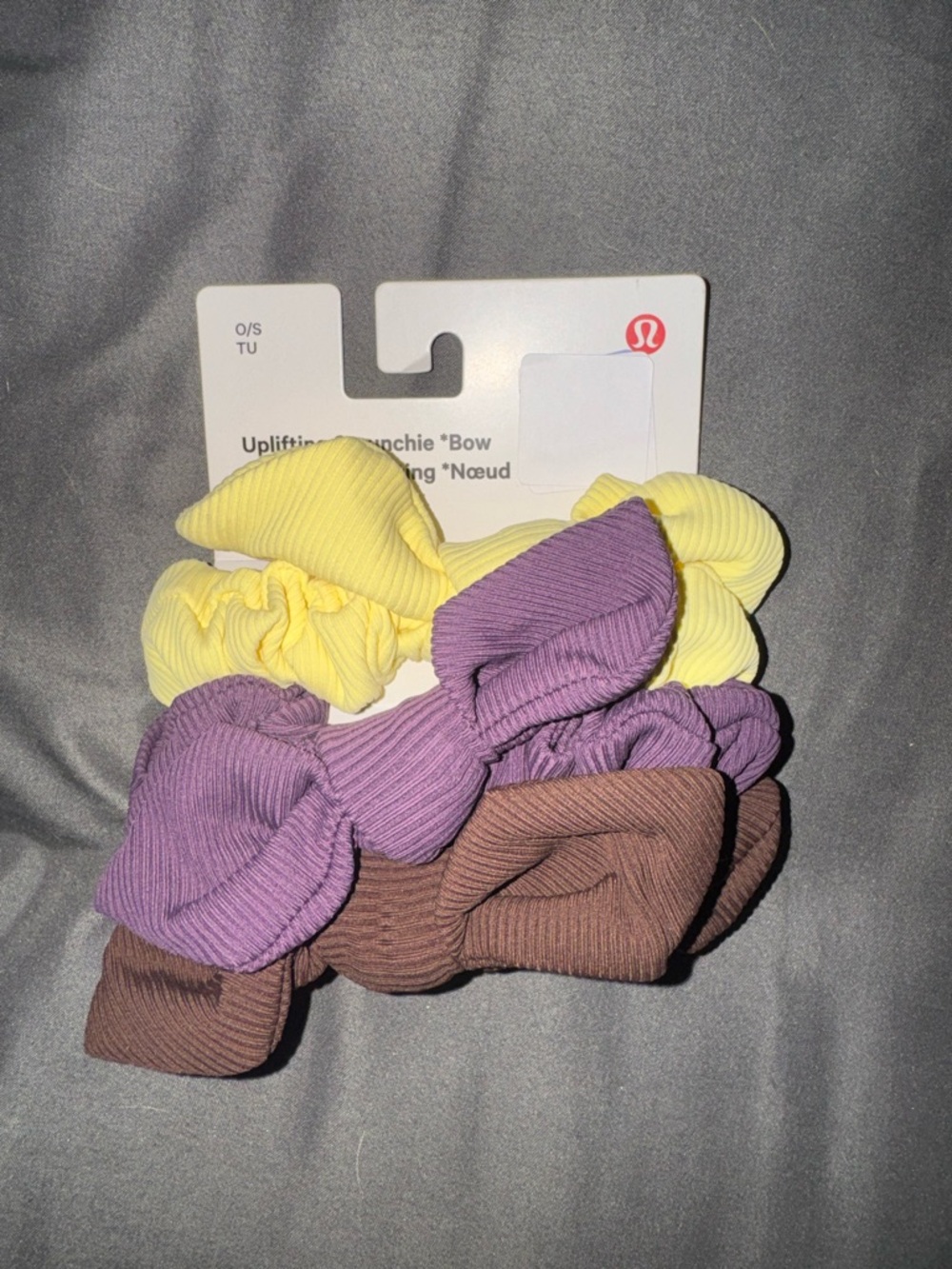lululemon athletica Yellow, Purple, Brown Bow Scrunchie Set